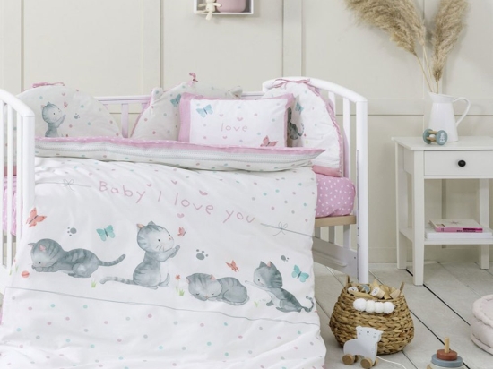 Κουβερλί Βρεφικό Baby Love Pink Nima 100x140cm 100% Βαμβάκι