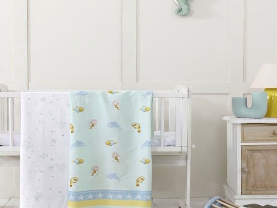 Σεντόνια Βρεφικά Sea Love (Σετ 2τμχ) Mint Nima Λίκνου 70x110cm 100% Βαμβάκι