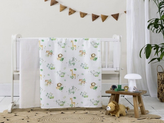Σεντόνια Βρεφικά Safari Friends (Σετ 2τμχ) White-Green Nima Λίκνου 70x110cm 100% Βαμβάκι