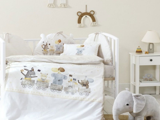 Σεντόνια Βρεφικά Magic Party (Σετ 3τμχ) White-Beige Nima Κούνιας 120x170cm 100% Βαμβάκι