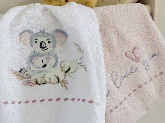 Πετσέτες Βρεφικές Koala Love (Σετ 2τμχ) White-Pink Nima Σετ Πετσέτες 30x50cm 100% Βαμβάκι