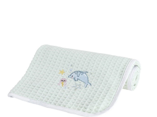 Κουβέρτα Βρεφική Πικέ Sea Love Mint Nima Κούνιας 110x140cm 100% Βαμβάκι