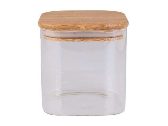 Δοχείο Αποθήκευσης Γυάλινο Essentials 01-12922 550ml 10x10x10,6cm Natural-Clear Estia Γυαλί,Bamboo