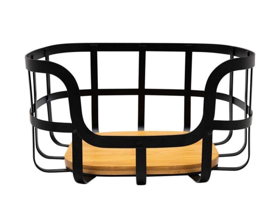 Φρουτιέρα Μεταλλική Bamboo Essentials 01-13226 24x24x12,7cm Black-Natural Estia Μέταλλο,Bamboo