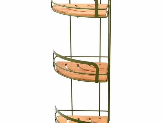 Γωνιακή Ραφιέρα Μπάνιου Bamboo Essentials 02-14865 49x19,5x19,5cm Olive-Natural Estia Μέταλλο,Bamboo