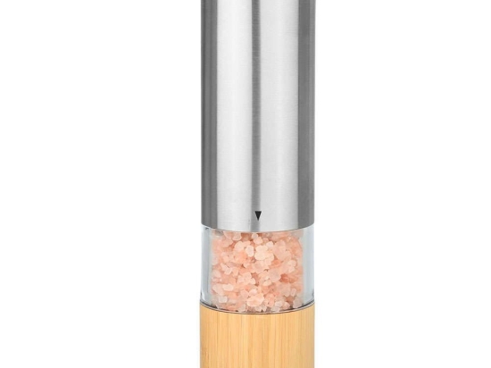 Μύλος Αλατιού - Πιπεριού Ηλεκτρικός Bamboo Essentials 01-20286 5,2x5,2x21cm Natural-Silver Estia Bamboo,Κεραμικό