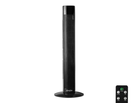Ανεμιστήρας Δαπέδου Πύργος Turpet 06-21580 45w Με Τηλεχειριστήριο Και Χρονοδιακόπτη 26x91cm Black Estia