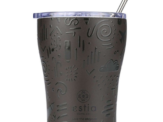 Ποτήρι - Θερμός Με Καλαμάκι Save The Aegean Noir Echo 01-22891 350ml Black Estia