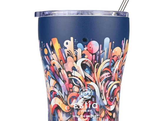 Ποτήρι - Θερμός Με Καλαμάκι Save The Aegean Vibrant Vortex 01-22921 350ml Multi Estia