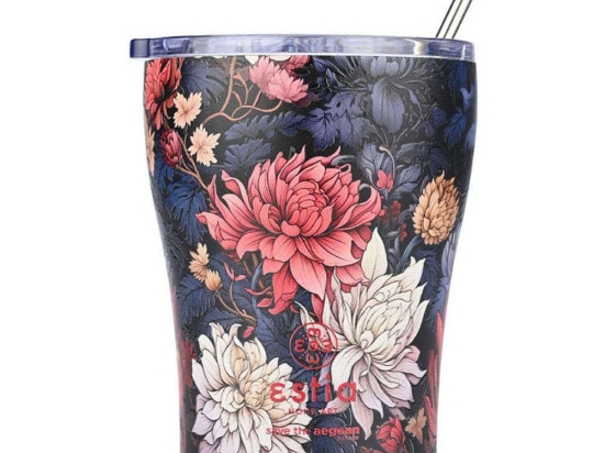 Ποτήρι - Θερμός Με Καλαμάκι Save The Aegean Midnight Blossom 01-22945 350ml Multi Estia