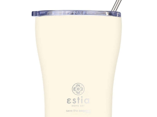 Ποτήρι - Θερμός Με Καλαμάκι Save The Aegean 01-23027 350ml Lily White Estia