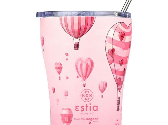 Ποτήρι - Θερμός Με Καλαμάκι Save The Aegean Love Ascend 01-23102 350ml Pink Estia