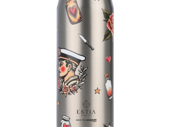 Ποτήρι - Θερμός Old School Ink Save The Aegean 01-31282 500ml Silver-Multi Estia