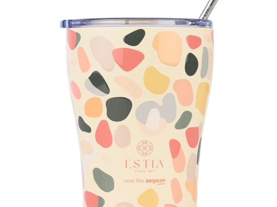 Ποτήρι - Θερμός Με Καλαμάκι Hue Pebbles Save The Aegean 01-31718 350ml Multi Estia