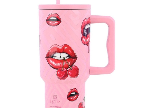 Κούπα - Θερμός Με Καλαμάκι Blush Pop Tumbler XL Save The Aegean 01-32067 900ml Pink-Red Estia