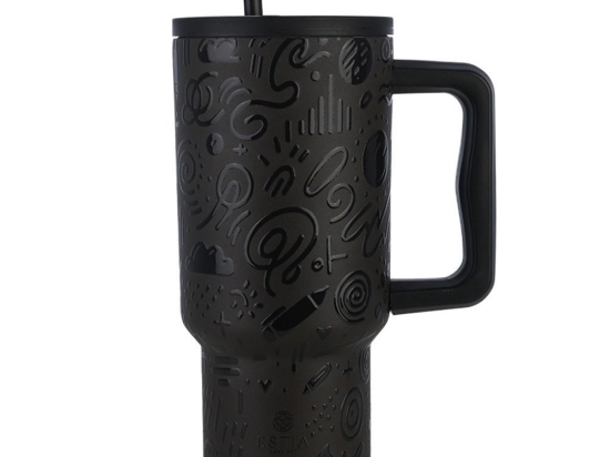Κούπα - Θερμός Με Καλαμάκι Noir Echo Tumbler XL Save The Aegean 01-32098 900ml Black Estia