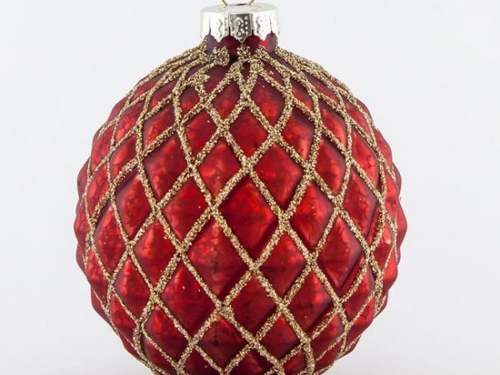 Χριστουγεννιάτικη Μπάλα (Σετ 4Τμχ) 600-42286 8cm Red-Gold