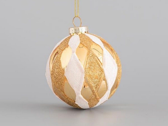 Χριστουγεννιάτικη Μπάλα 600-44913 8cm White-Gold