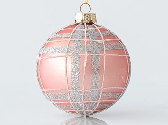 Χριστουγεννιάτικη Μπάλα (Σετ 4Τμχ) 600-45076 8cm Pink-Silver