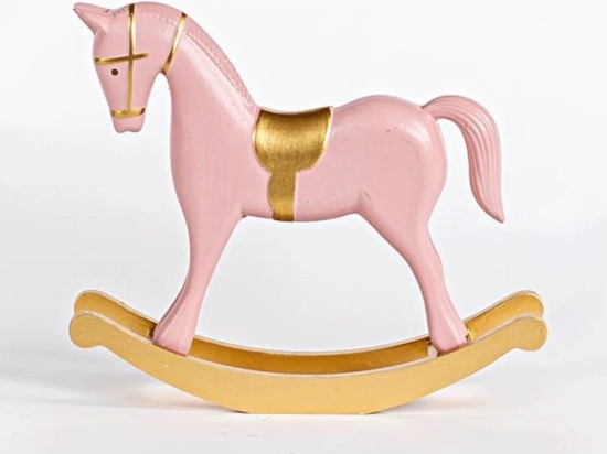 Χριστουγεννιάτικη Φιγούρα Little Horse 600-45221 26,5x6,5x23cm Pink-Gold
