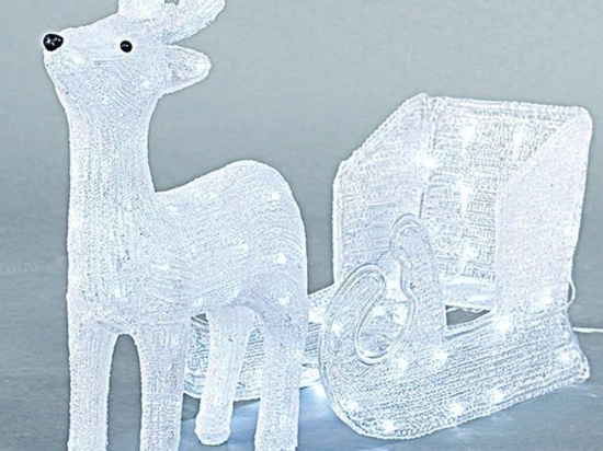 Φωτιζόμενος Τάρανδος Με Άμαξα 100 Led 600-40876 35x17x47cm/47x22x29cm IP44 White