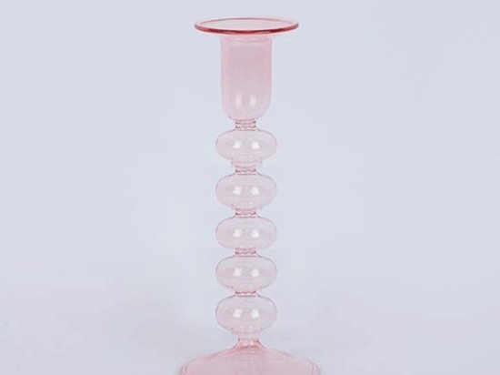Κηροπήγιο Γυάλινο Φούσκα 600-42899 8x25,5cm Pink