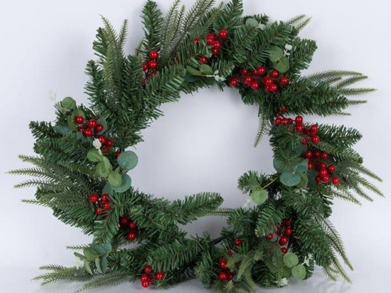Χριστουγεννιάτικο Στεφάνι Με Berries 600-30633 60cm Green-Red