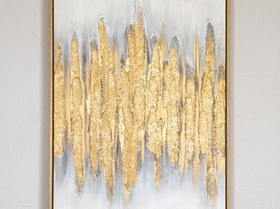Κάδρο Σε Καμβά 755-12148 50x3,5x70cm Gold-Grey Estheti Home Κάθετοι Ξύλο, Καμβάς