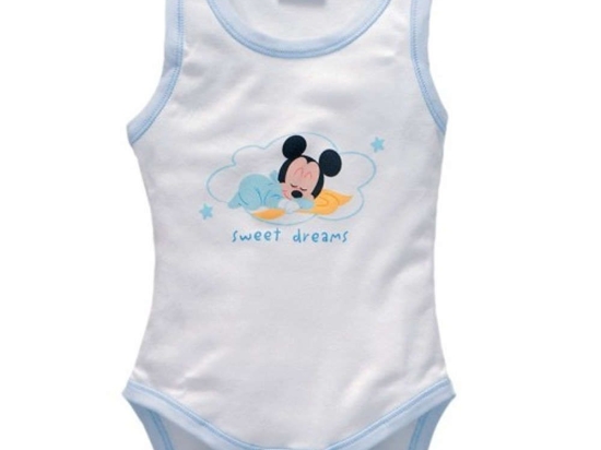 Εσώρουχο Αμάνικο Design 53 40-3791/53 White-Ciel Disney Baby Νο50/56 100% Βαμβάκι
