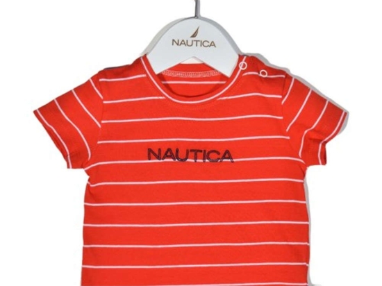 Παιδικό Μπλουζάκι T-Shirt Jersey Organic 49-2110 Ριγέ Red Nautica Νο74/79 100% Βαμβάκι