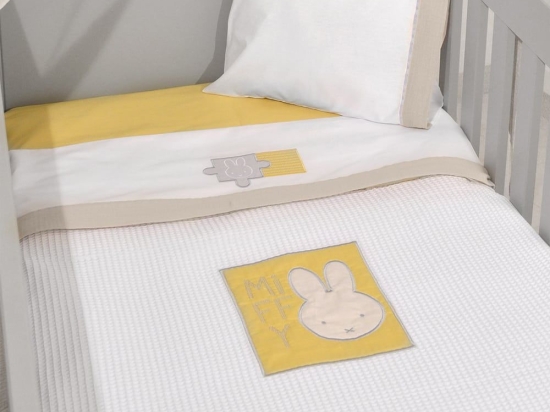 Κουβέρτα Βρεφική Μουσελίνα Πικέ 48-8720/64 Beige Miffy Κούνιας 100% Βαμβάκι