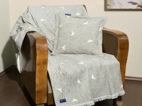 Ριχτάρι Logo 49-10102/1005 Grey Nautica Τριθέσιο 180x300cm Chenille-Πολυέστερ