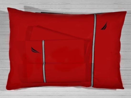 Σεντόνια 49-10721/106 Με Κέντημα (Σετ 3τμχ) Red Nautica Μονό 170x270cm 100% Βαμβάκι