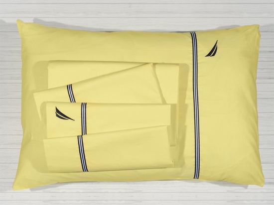 Σεντόνια 49-10721/107 Με Κέντημα (Σετ 3τμχ) Yellow Nautica Μονό 170x270cm 100% Βαμβάκι