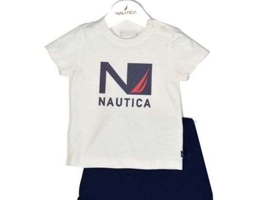Παιδικό Σετ Μπλουζάκι Με Σορτς Jersey 49-2021 Ecru-Navy Nautica Νο86/92 100% Βαμβάκι