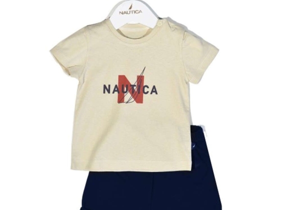 Παιδικό Σετ Μπλουζάκι Με Σορτς Jersey 49-2021 Beige-Navy Nautica Νο68/73 100% Βαμβάκι