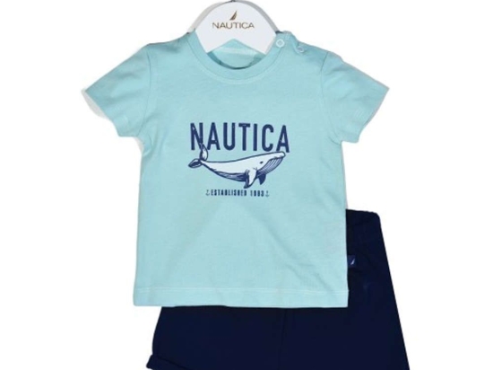 Παιδικό Σετ Μπλουζάκι Με Σορτς Jersey 49-2021 Mint-Navy Nautica Νο98 100% Βαμβάκι