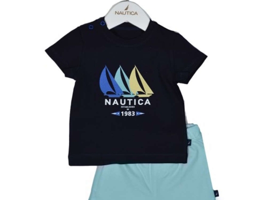 Παιδικό Σετ Μπλουζάκι Με Σορτς Jersey 49-2021 Navy-Mint Nautica Νο86/92 100% Βαμβάκι