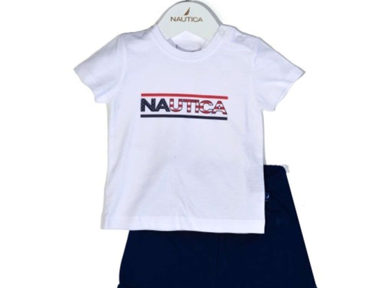 Παιδικό Σετ Μπλουζάκι Με Σορτς Jersey 49-2021 White-Navy Nautica Νο74/79 100% Βαμβάκι