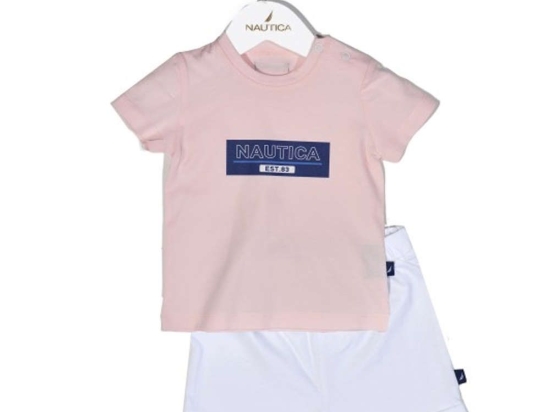 Παιδικό Σετ Μπλουζάκι Με Σορτς Jersey 49-2021 Pink-White Nautica Νο68/73 100% Βαμβάκι
