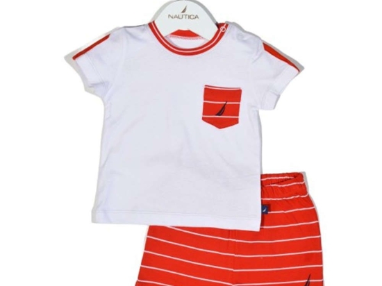 Παιδικό Σετ Μπλουζάκι Με Σορτς Jersey Organic 49-2121 Ριγέ Red Nautica Νο86/92 100% Βαμβάκι