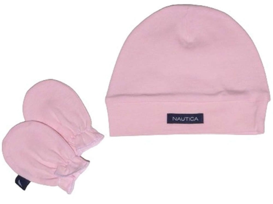 Σετ Σκουφάκι & 2 Γαντάκια 16 49-9748/16 Pink Design Nautica Από Νεογέννητο 100% Βαμβάκι