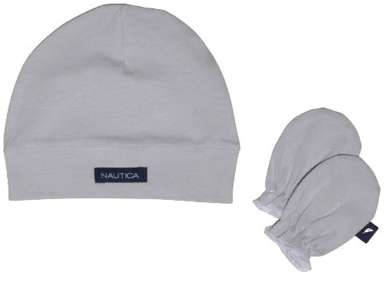 Σετ Σκουφάκι & 2 Γαντάκια 17 49-9748/17 Light Grey Design Nautica Από Νεογέννητο 100% Βαμβάκι