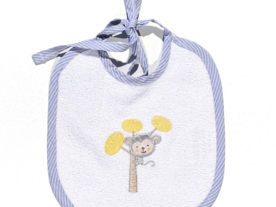 Σαλιάρα Αδιάβροχη Μαϊμουδάκι Des 182 Grey Baby Oliver 20x20cm Βαμβάκι-PVC