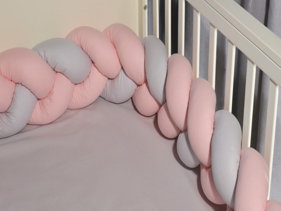 Πάντα Κούνιας - Πλεξούδα Τριπλή Des 3205 Pink-Grey Baby Oliver 20x200cm Βαμβάκι-Πολυέστερ