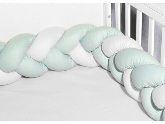 Πάντα - Πλεξούδα Κούνιας Τριπλή Des.3130 White-Mint Baby Oliver 20x200cm 100% Βαμβάκι