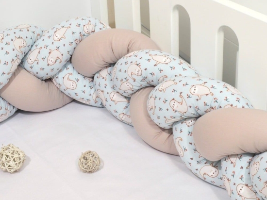 Πάντα - Πλεξούδα Κούνιας Des.187 Φώκια Mint Baby Oliver 20x200cm 100% Βαμβάκι