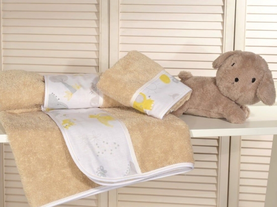 Πετσέτες Βρεφικές Σχέδιο 203 (Σετ 2τμχ) Beige Baby Oliver Σετ Πετσέτες 70x120cm 100% Βαμβάκι