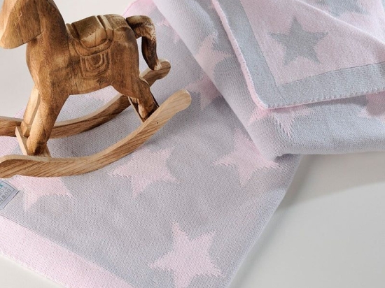 Κουβέρτα Βρεφική Star 254 Grey-Pink Down Town Κούνιας 90x120cm 100% Βαμβάκι