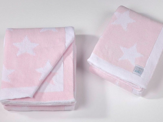 Κουβέρτα Βρεφική Star 254 Pink-White Down Town Κούνιας 90x120cm 100% Βαμβάκι